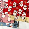 Japanese-style Japanese-style printed cute cartoon Maneki Neko fabric, all-cotton gold-embossed bag, DIY handmade fabric, gold powder fabric details Picture
